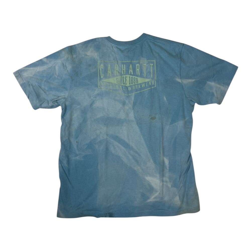 Vintage Carhartt Blue Pocket Tee T-Shirt Size XL Loose Fit Sun Faded Back Print